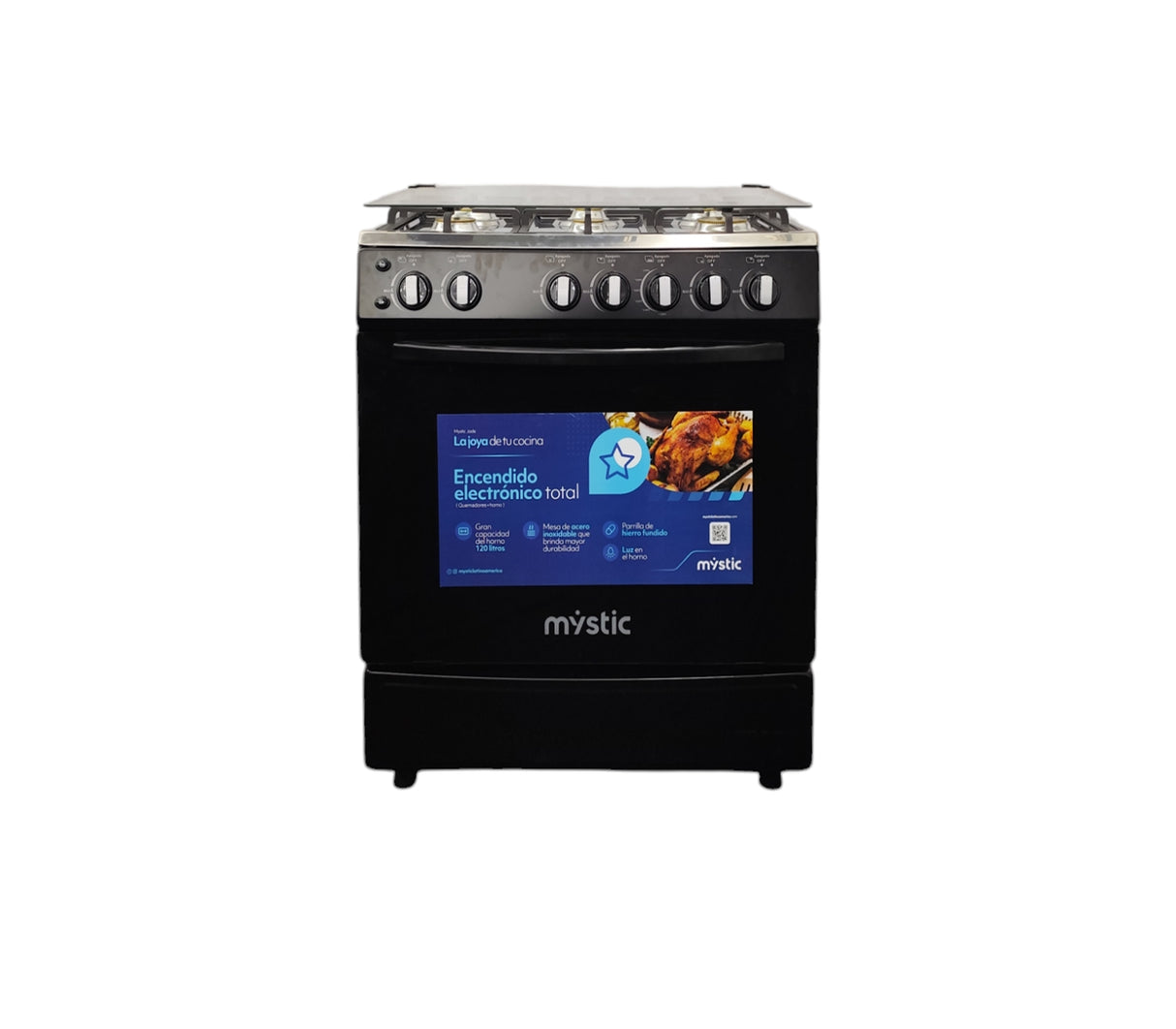 Cocina a gas Jade 6 hornillas (30") Negra Mystic