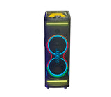 Corneta recargable 10"x2 Subwoofer karaoke/LED/Amplif con control 80W Sankey
