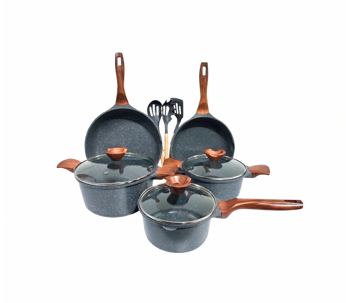 Juego de ollas granite gris 14 piezas euro-14set roccia