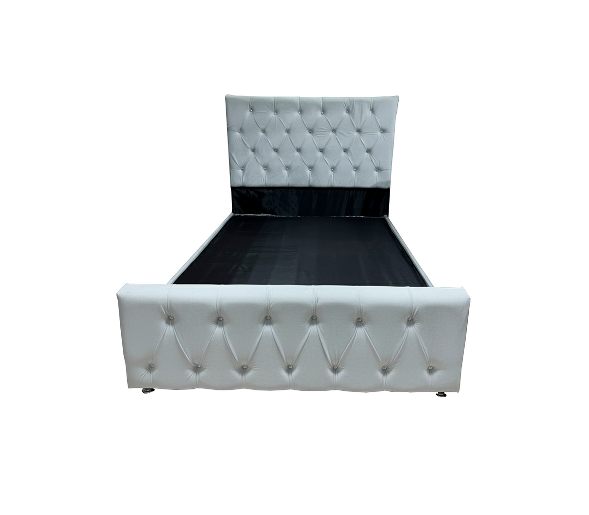 Box spring matrimonial c/copete (140cm x 190cm) dis 3d diamante tela gris Fabricadora Man