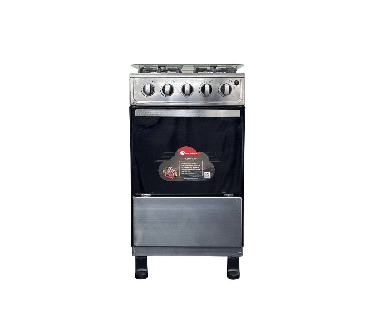 Cocina a gas 20" de piso 4h c/horno mod.sencillo acero sj-20a SJ Electronics