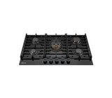 Tope de cocina a gas vitro 5 hornillas 76cm Genova negro Drija