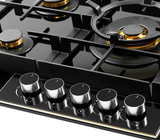 Tope de cocina a gas vitro 5 hornillas 76cm Genova negro Drija