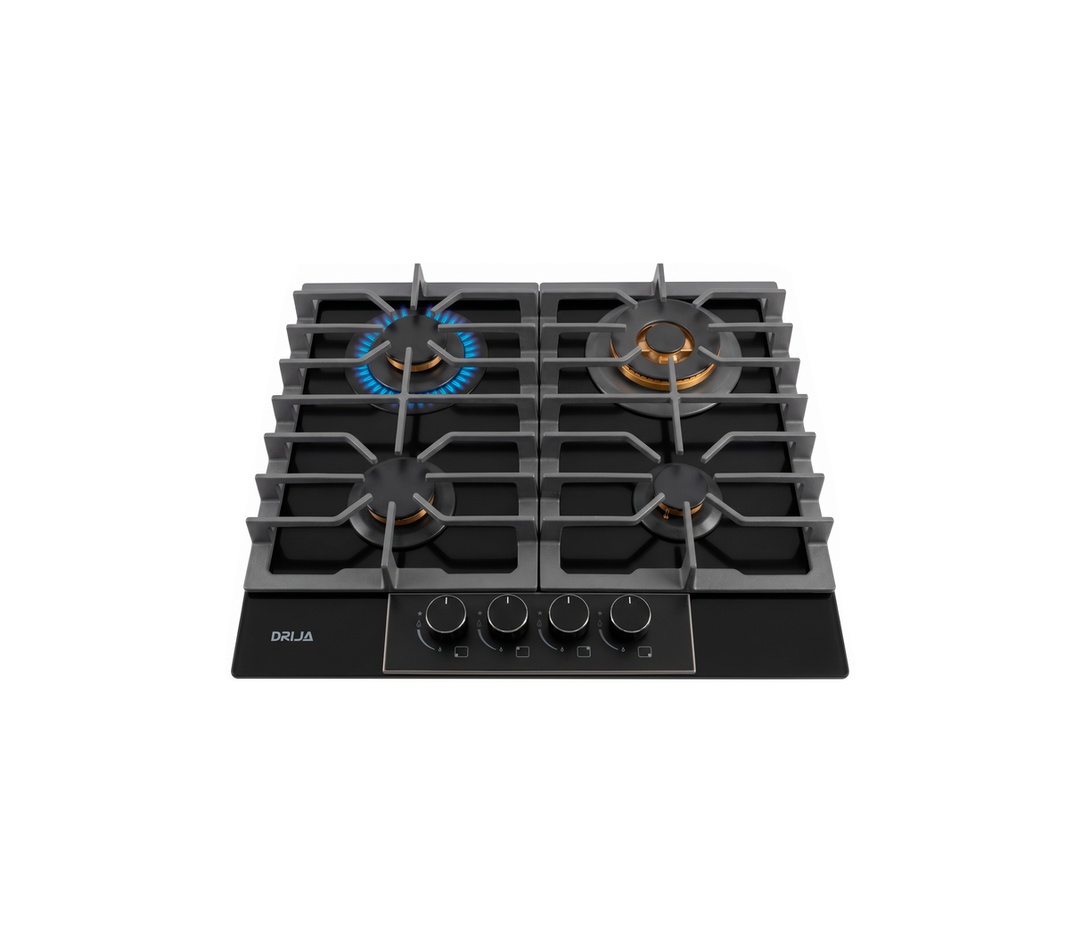 Tope de cocina a gas 4 hornillas 60cm negro Italia Drija