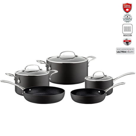 Juego de ollas gourmet anodizado 8 piezas Magefesa