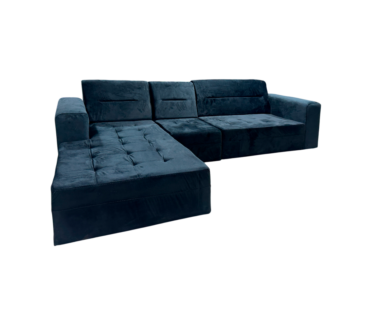 Juego de recibo estambul grande 4 puestos + chaiselongue gamuza negro Fabricadora Man