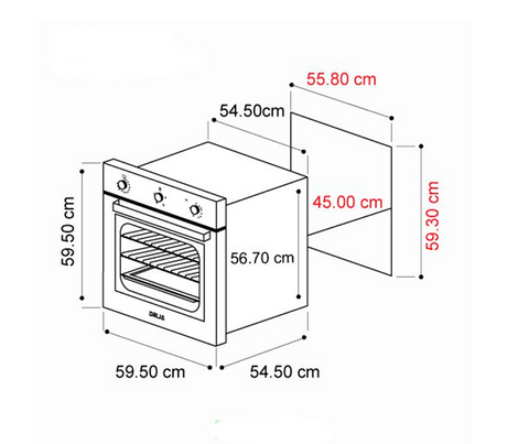 Horno p/empotrar eléctrico latino 60cm (24") 220-240V acero Drija
