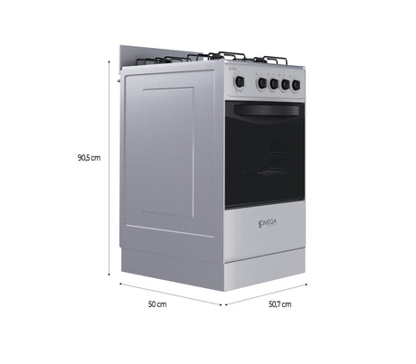Cocina a gas 4 hornillas con respaldo Omega Electronics
