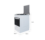 Cocina a gas 4 hornillas con tapa de vidrio blanco Omega Electronics
