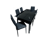 Comedor 6 puestos con sillas de cuero negro Electrokaty