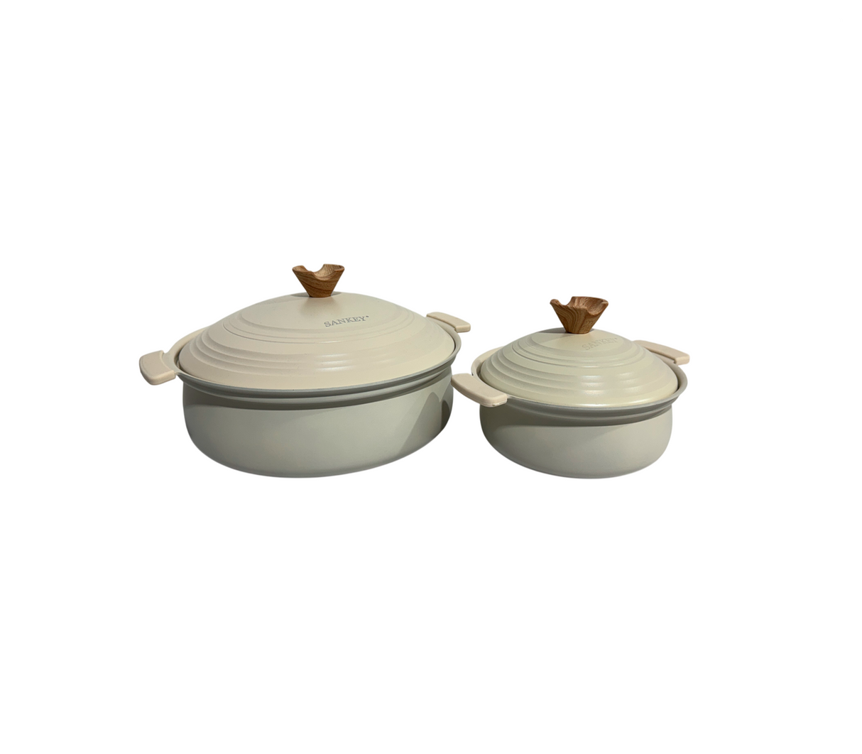 Ollas de aluminio con revestimiento cerámico con tapa gris/beige Sankey