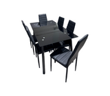 Comedor 6 puestos con sillas de cuero negro Electrokaty