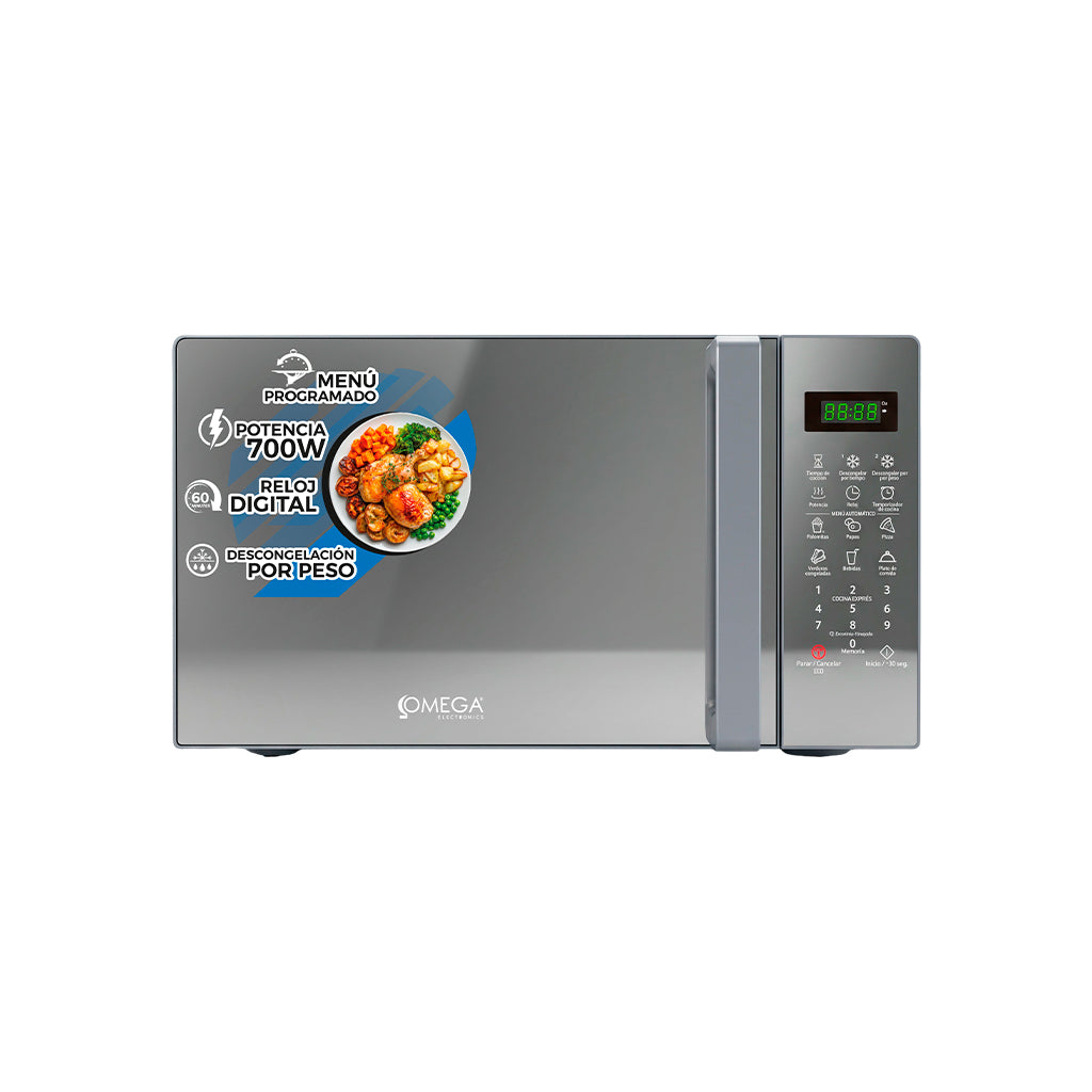 Microondas 20 litros digital 700W acero inoxidable Omega Electronics