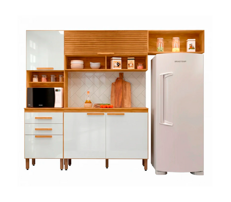 Mueble de Cocina Compacta Sara Marrocos/Off White Mx Moveis