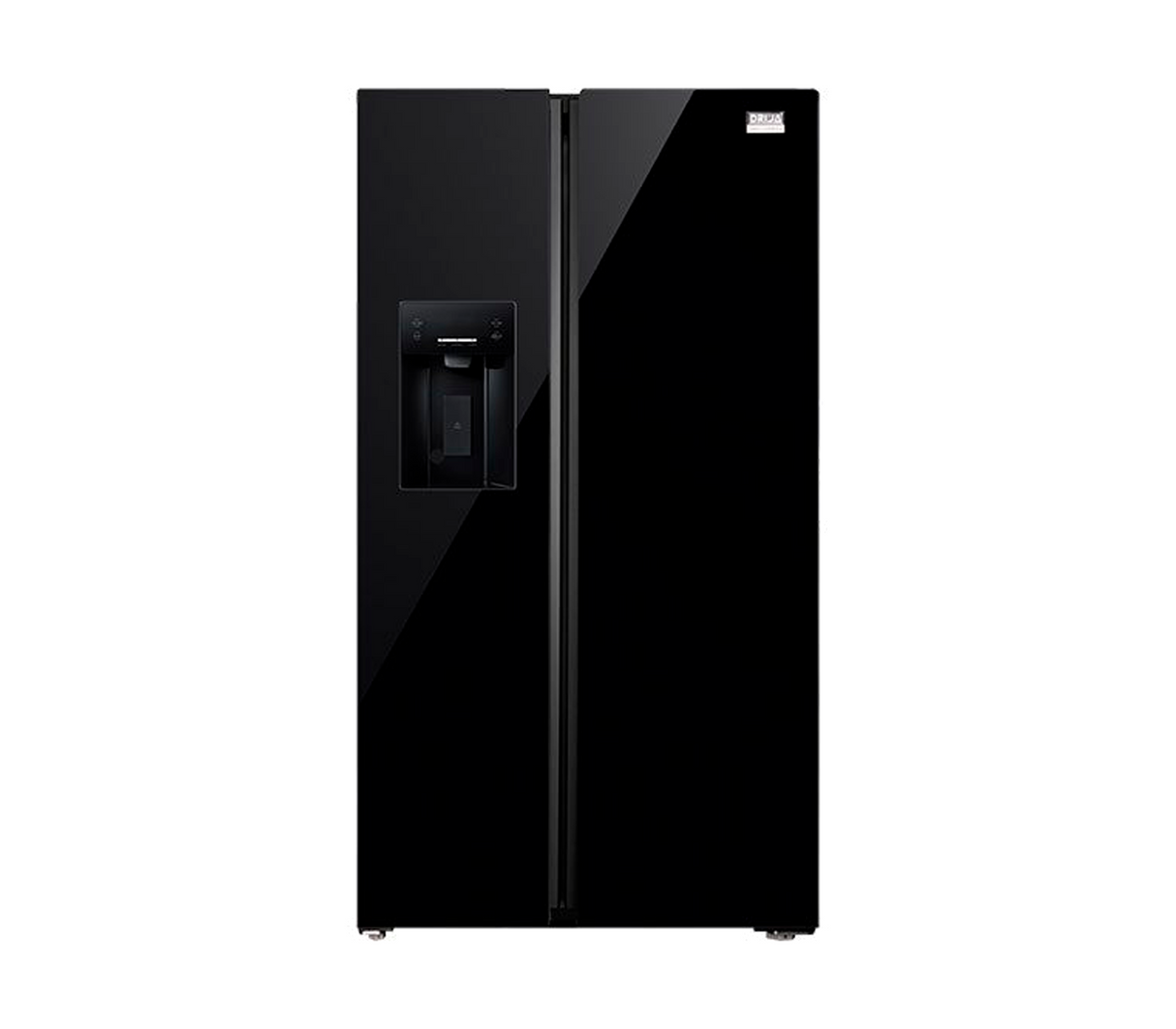 Nevera side by side black con dispensador 566 Lt puerta tipo espejo negra  Drija