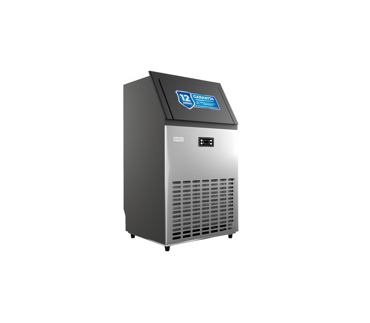 Fabricador de hielo comercial de 60 kilos negro/acero inoxidable OFC-60SB Omega Electronics