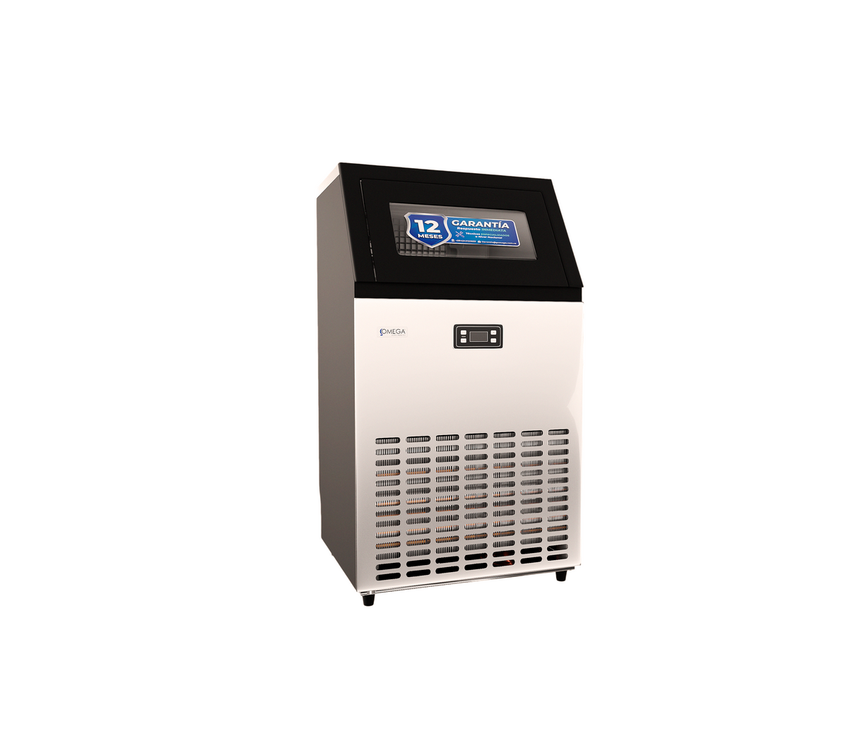 Fabricador de hielo comercial de 90 kilos negro/acero inoxidable OFC-90SB Omega Electronics