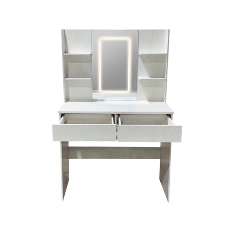 Peinadora de 2 gavetas con espejo luz LED blanca Electrokaty