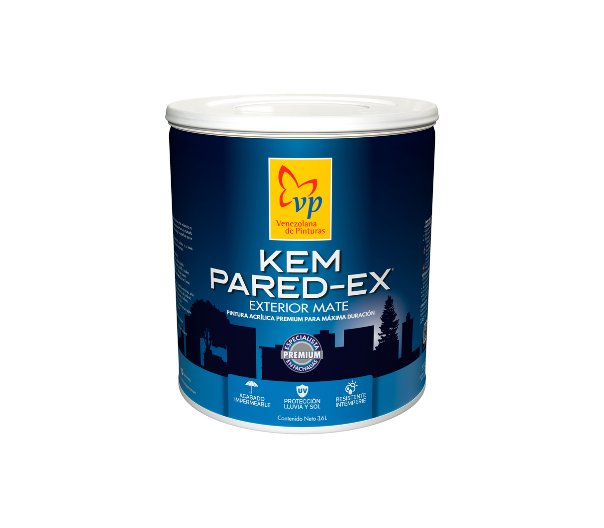 Pintura Kem Pared Galón Exterior Caucho Mate Clase A Vp