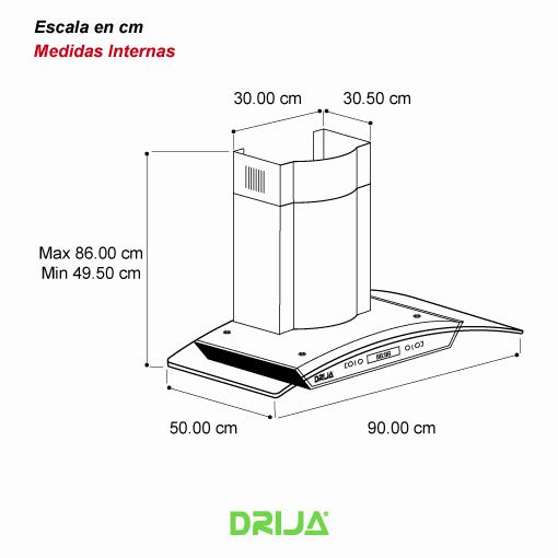 Campana Prisma touch 90cm 3 velocidades acero Drija