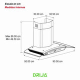 Campana Prisma touch 90cm 3 velocidades acero Drija