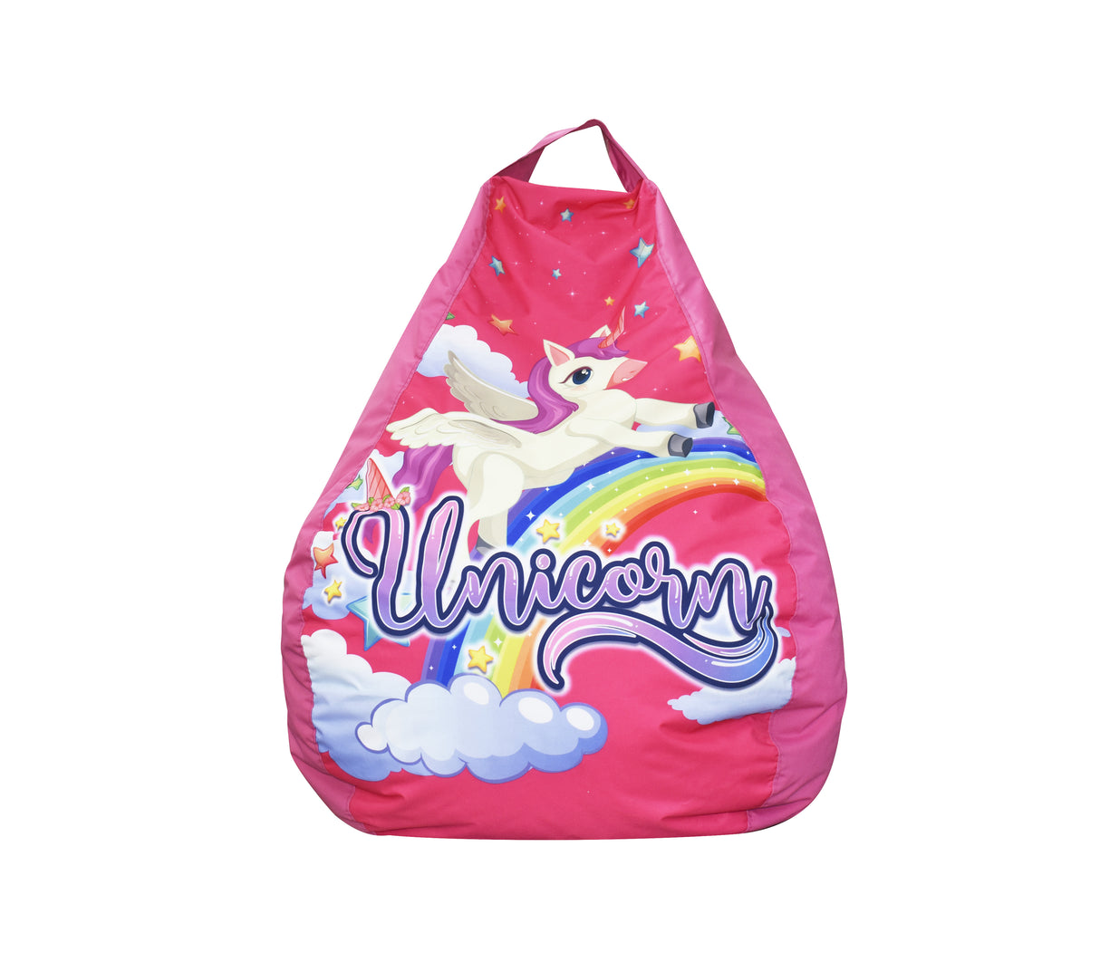 Puff lagrima en lona infantil sublimado rosado unicornios Powerfik