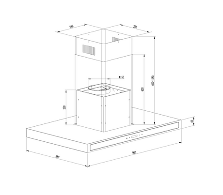 Campana quadrato isla 90cm (36") 110V acero Drija