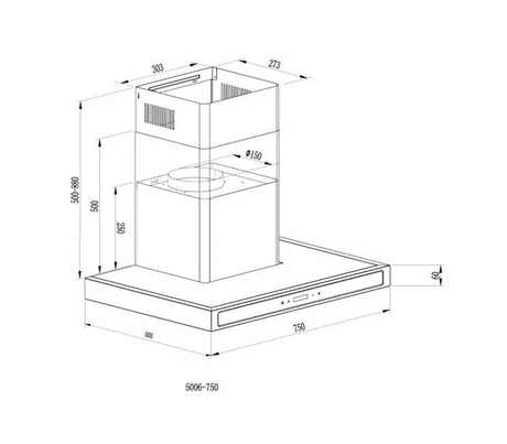 Campana quadrato 76cm (30") 110V acero Drija