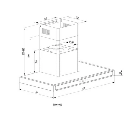 Campana quadrato 90cm (36") 110V acero Drija