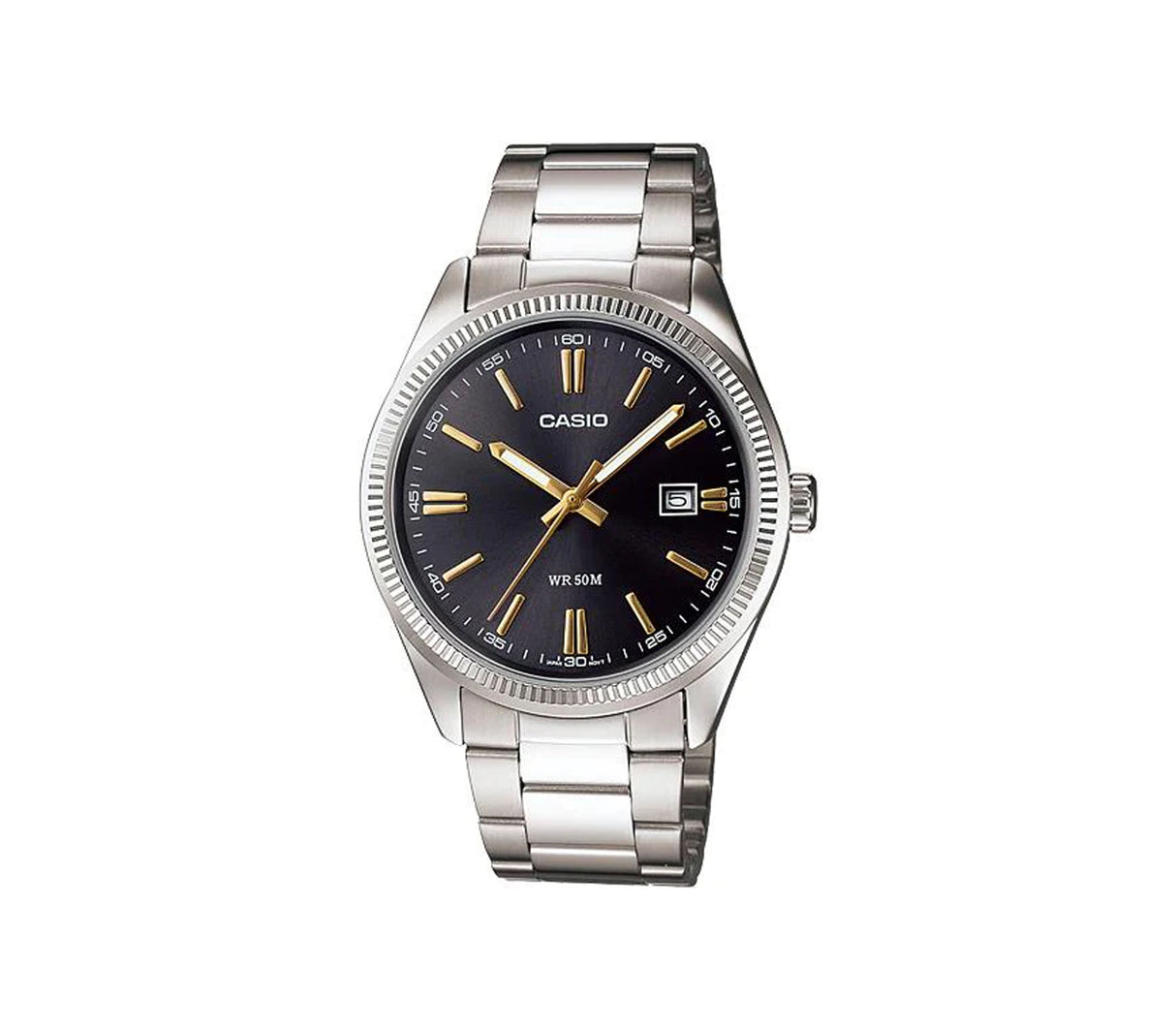 Reloj análogo casual para caballero plateado/negro/dorado Casio