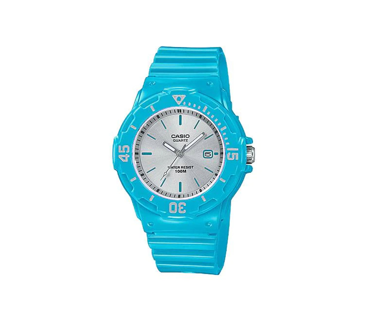Reloj análogo para niños correa de resina azul fondo plateado Casio