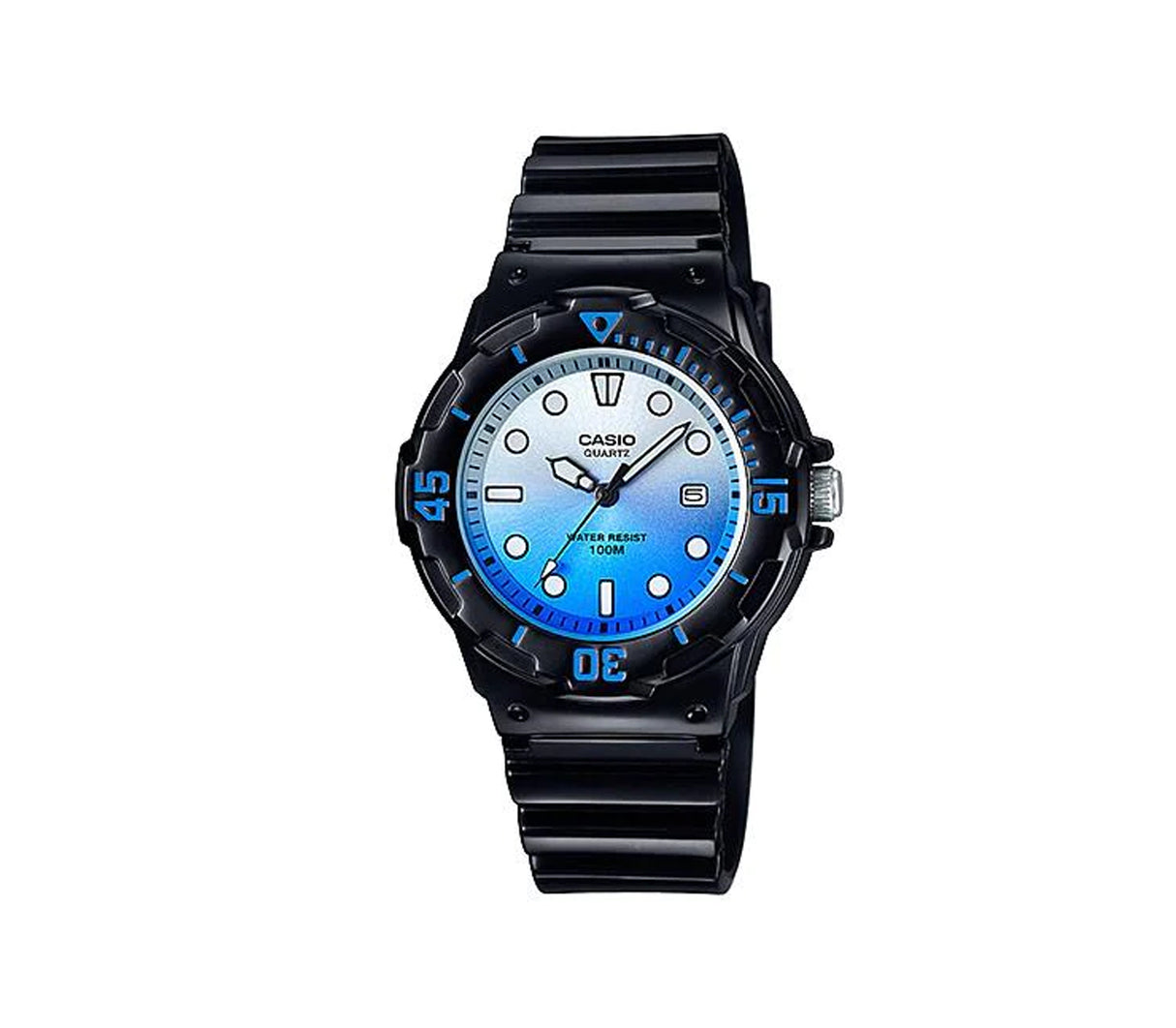 Reloj análogo para niños correa de resina negro fondo azul Casio