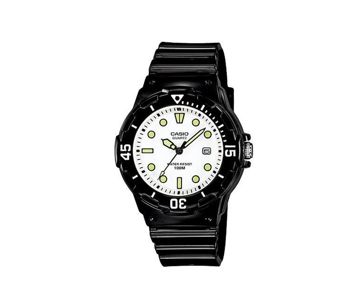 Reloj análogo para niños correa de resino negro fondo blanco Casio