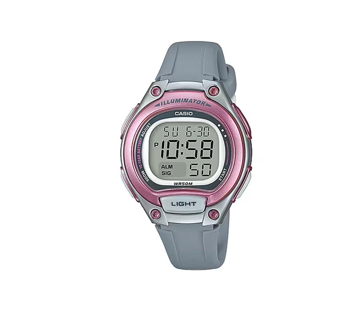 Reloj digital para niños correa de resina gris/rosado Casio