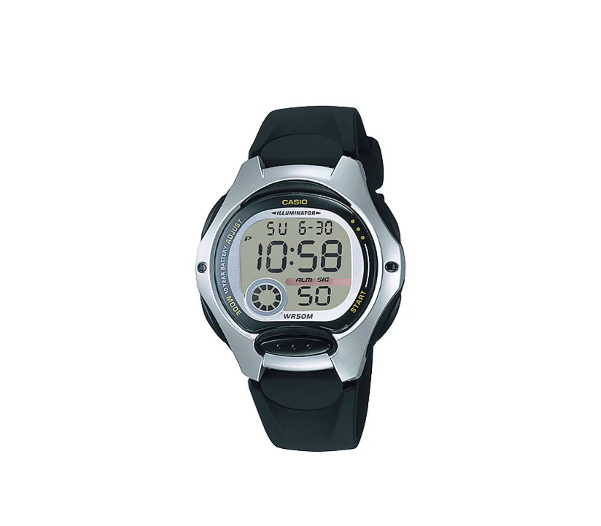 Reloj digital para niños correa de resina negro/plateado Casio