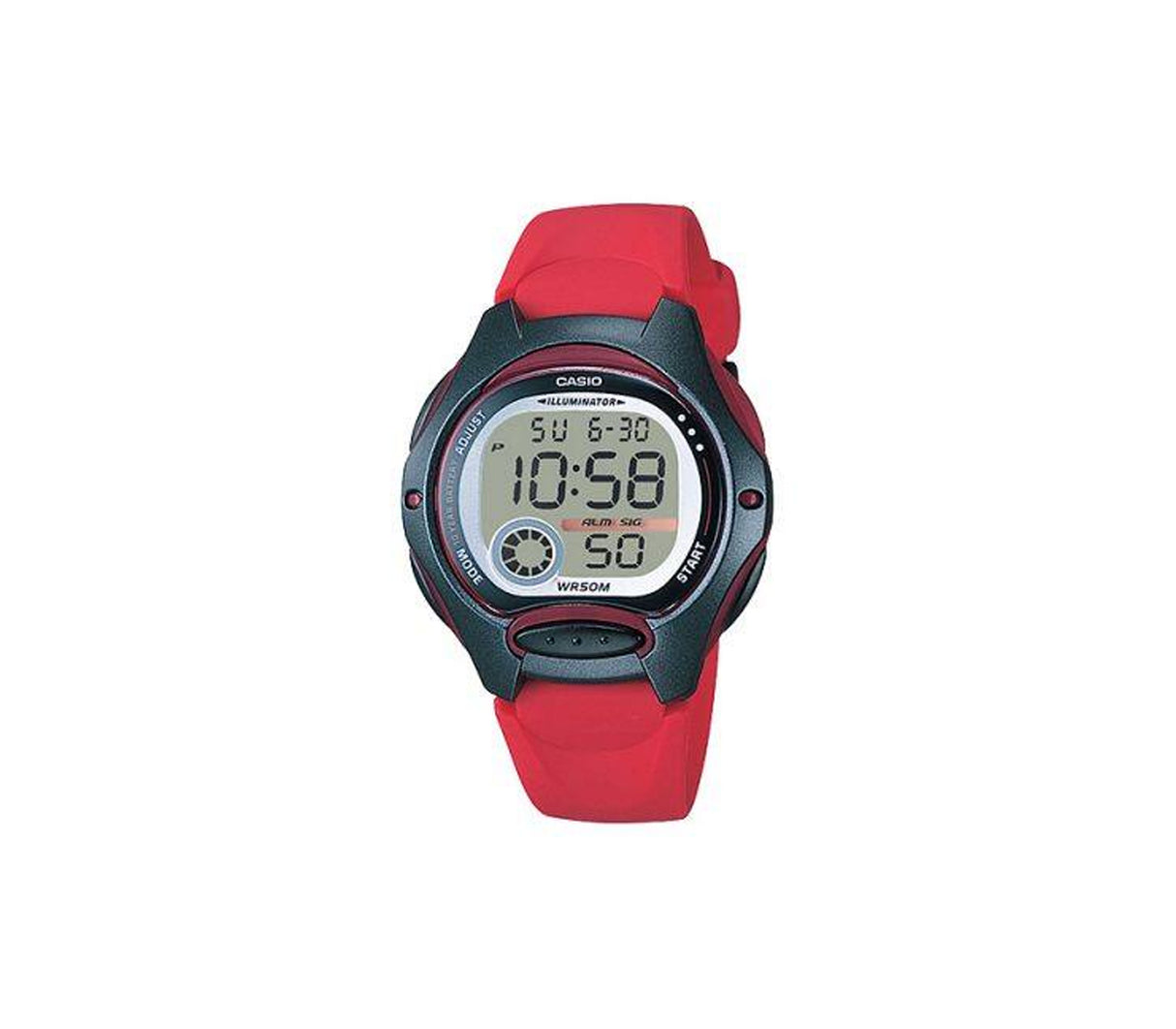 Reloj digital para niños correa de resina rojo/plateado Casio