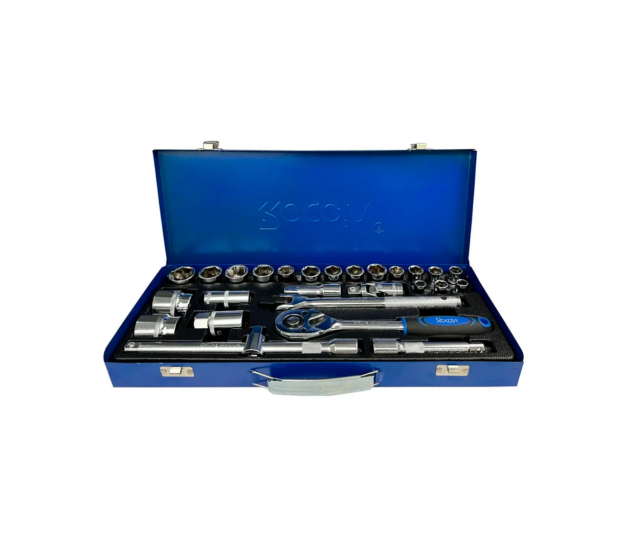 Juego 27 piezas 1/2" dados milimétrico RT1627A azul Roccia