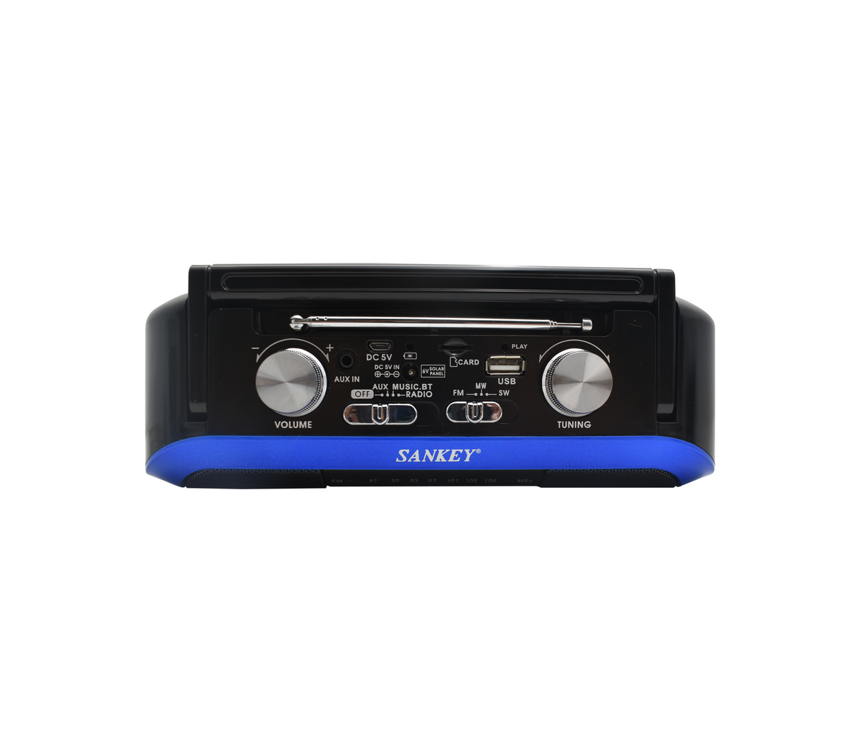 RADIO DESPERTADOR, BLUETOOTH, USB, MICRO-SD, RECARGABLE, AZUL – Sytech S.L.