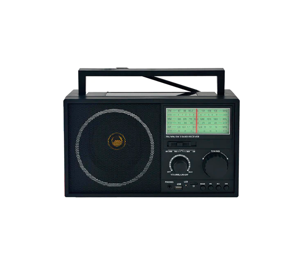 Radio portatil recargable  am/fm/usb/sd negro Sankey