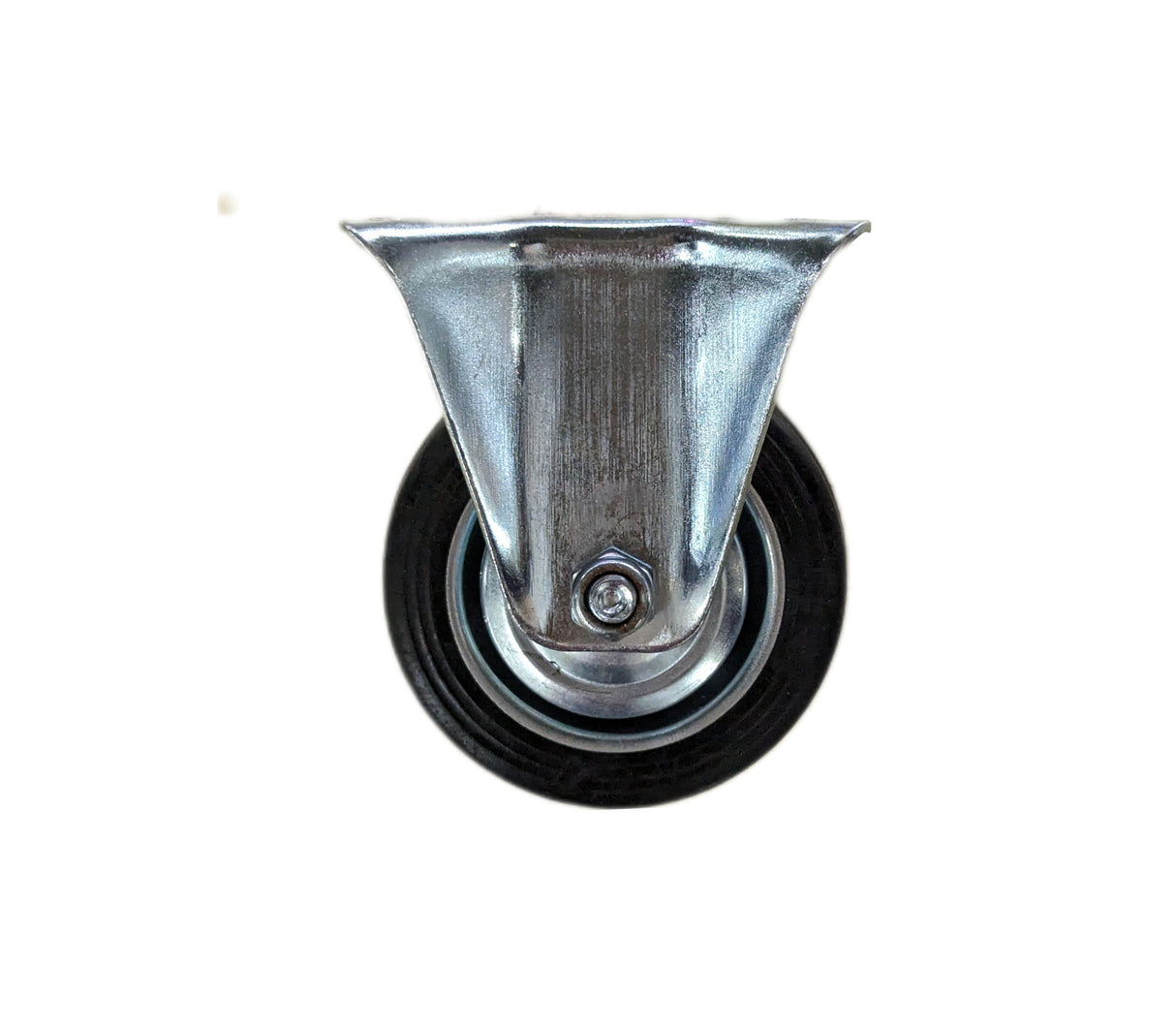 Rueda caster 3" base fija negra con rin de acero Isonic