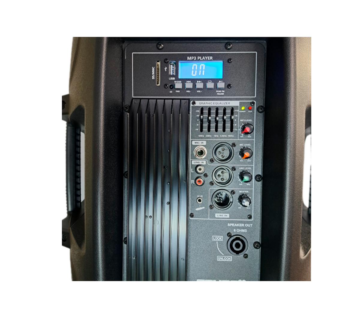 Corneta 15" 800w amplificada con soporte Saypro