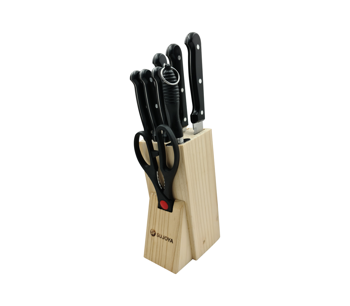Set de 6 cuchillos + tijera y afilador