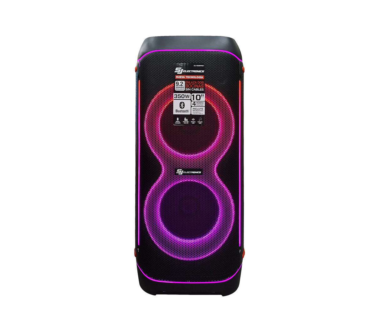Corneta recargable 10" x2 tf/usb/pantalla led 200w/350w Sj Electronics
