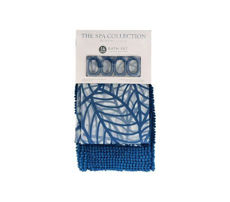Set cortina de baño con aros plásticos + alfombra de tela The Spa Collection