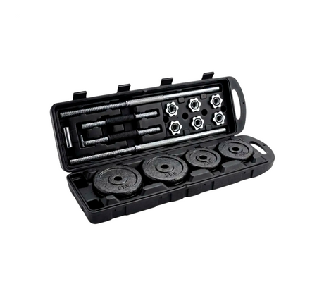 Set de Mancuernas Barra Larga 50kg con maleta K6