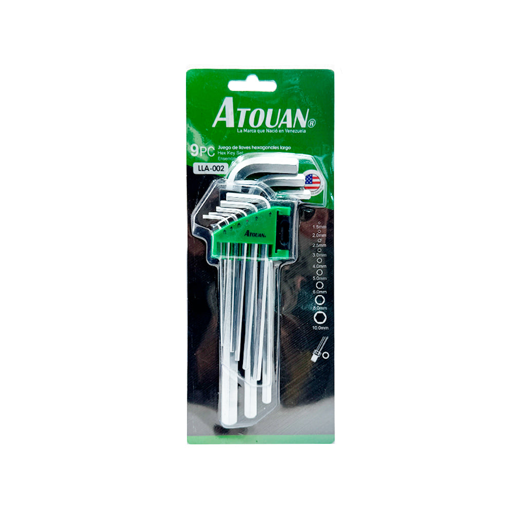 Set de llaves tipo L largas 9 piezas 1.5-10mm Atouan