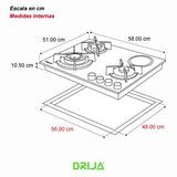 Tope de cocina dual 4 hornillas 60cm (24") negro sicilia Drija