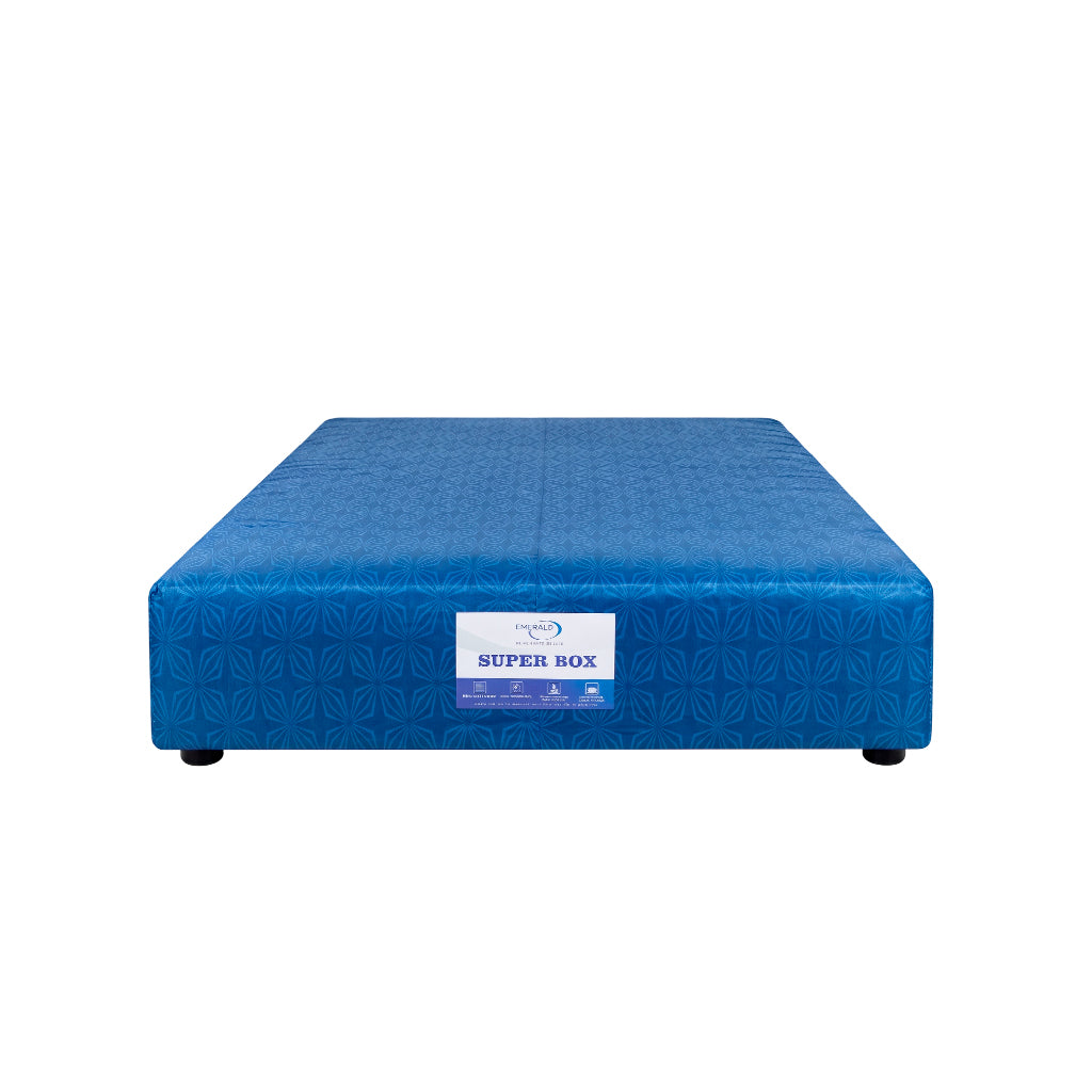 Super Box base matrimonial acolchado sin copete tela estampada Emerald