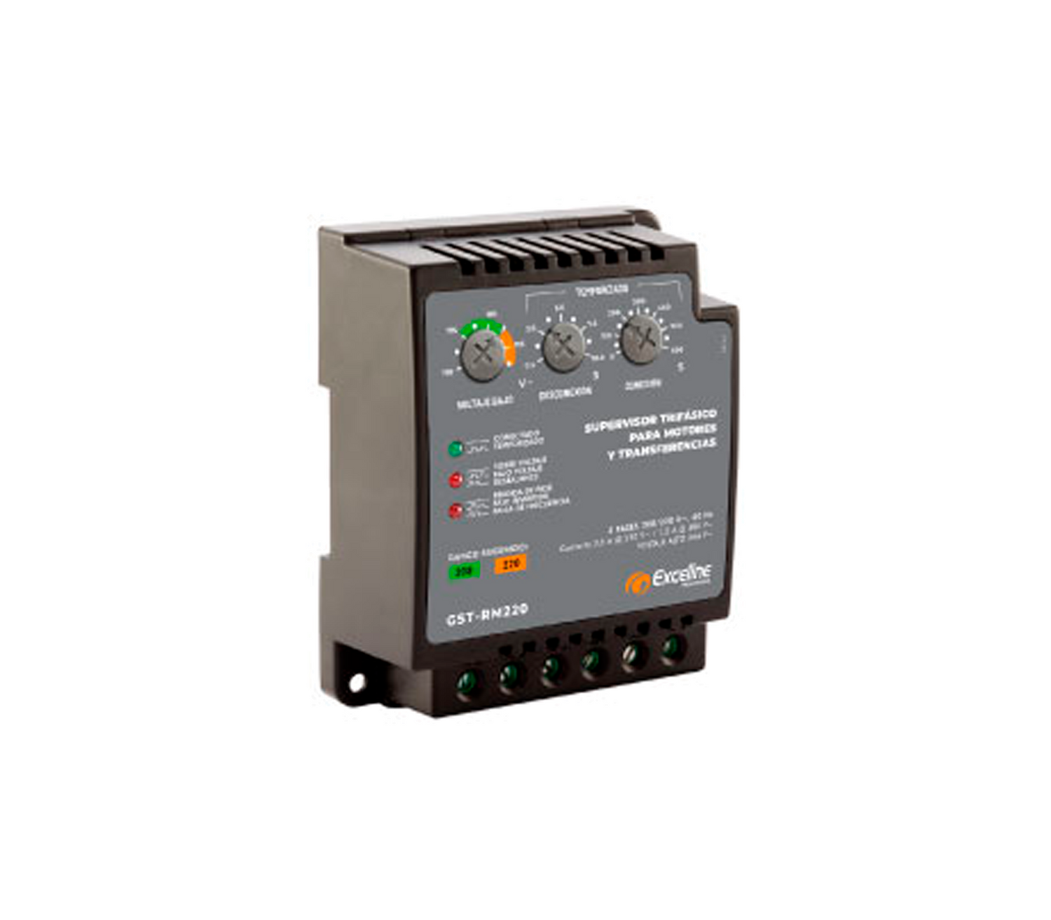 Supervisor trifásico 220v gst-rm220 para motores y bombas Exceline ...