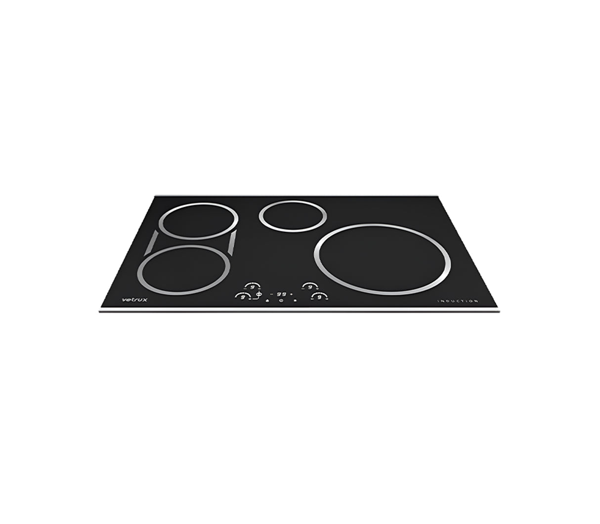 Tope de cocina eléctrico 4H 76cm inducta negro Vetrux